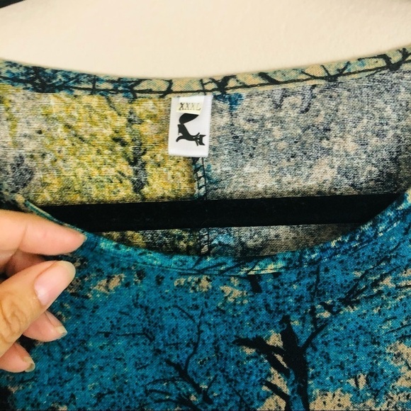 Tree Print Cacoon dress one size fits all, free flowing with pockets, jewel tone - Picture 6 of 11